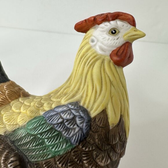 Vtg Lefton China Hand Painted Rooster Hen Figurines 11304 Farm Country Chickens - Picture 6 of 11